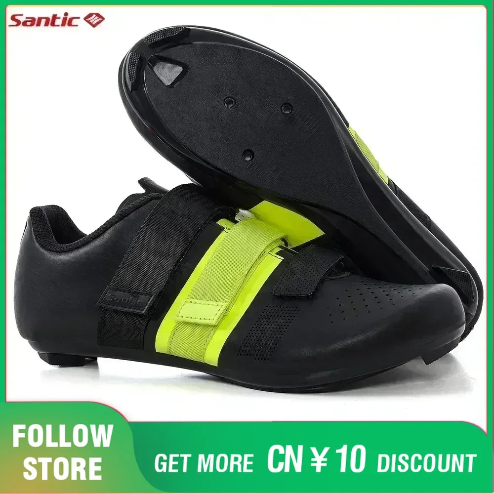 Santic Cycling Lock Shoes Men\'s Outdoor Sports Breathable Bicycle Sneakers Nylon Sole Adjustable Leisure Road Riding Sneakers