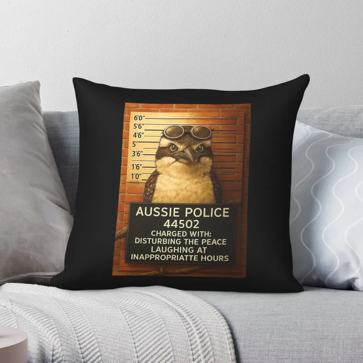 Kookaburra Mugshot Wildlife Square Pillowcase Polyester Linen Velvet Printed Zip Decor Pillow Case Home Cushion Cover