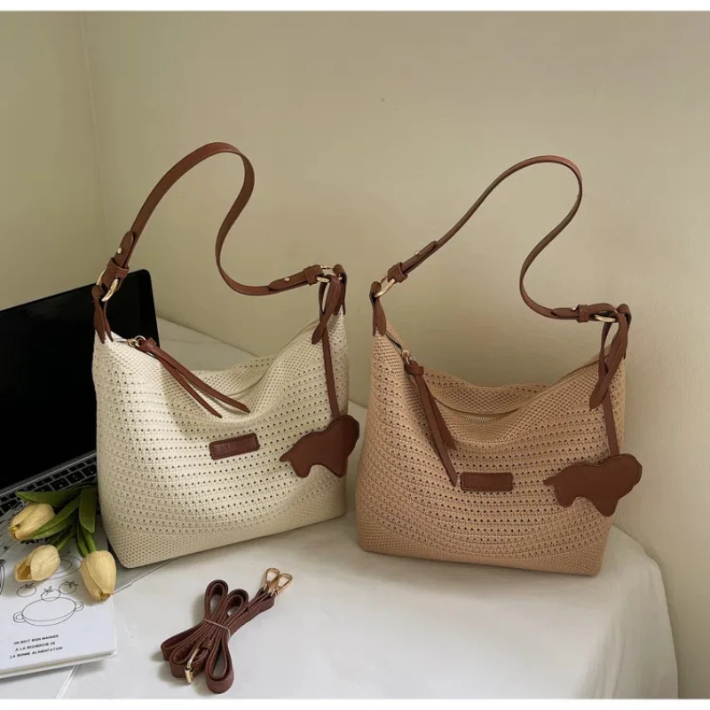 

Knitted Bag for Women 2025 New Hollow Knitted Handbag, Large Capacity Shoulder Bag