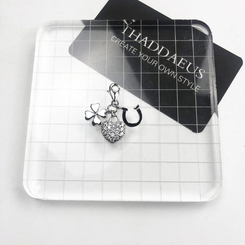 Herz, Kleeblatt Und Hufeisen Anhänger Charms Schmuck Trendy Frauen Männer Solide 925 Sterling Silber Winter Glück Geschenk – Detail 4