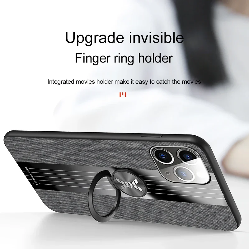 Magnet Ring Case For Apple iPhone 11 12 13 Mini 14 15 Pro Xs Max XR X 8 7 6 6s Plus SE 2020 2022 SE3 Cloth Fabric Case Cover
