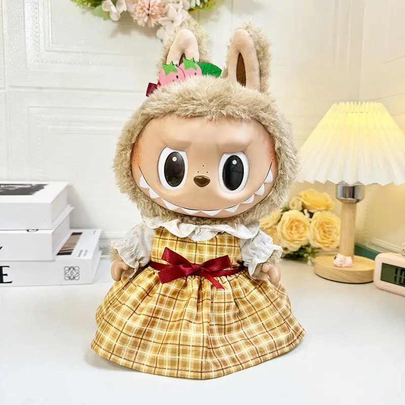 38cm Mini peluche vestiti delle bambole accessori per l'abbigliamento per la corea Kpop Exo Labubu Idol Dolls primavera viola maglione fiore set abbigliamento