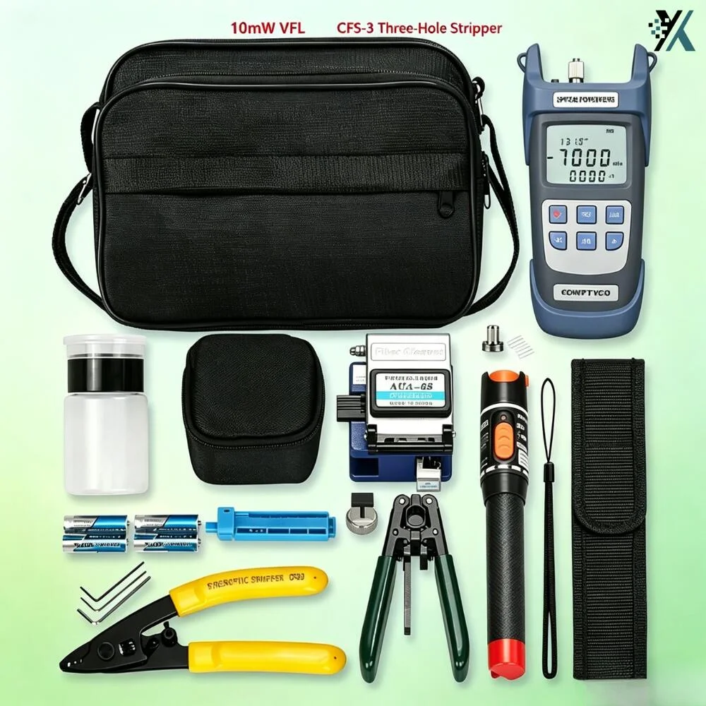 aua-6s-ftth-optic-tool-kit-cleaver-with-fiber-optic-power-meter-and-10mw-visual-fault-locator