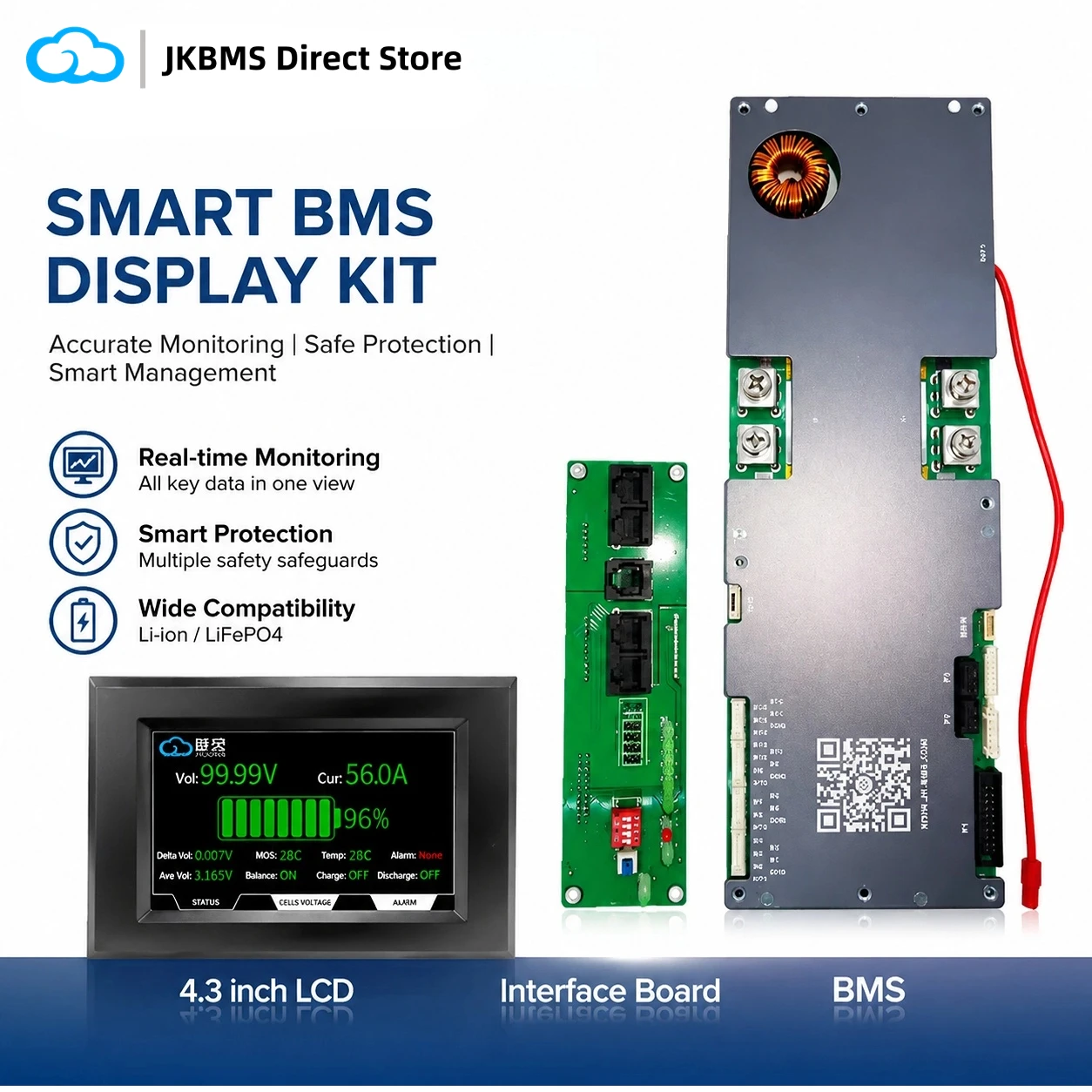 

Original JKBMS PB1A16S15P 8S-16S 150A 1A Active Equalizer Smart BMS Battery Protection Board RS485 CAN Home Energy Storage