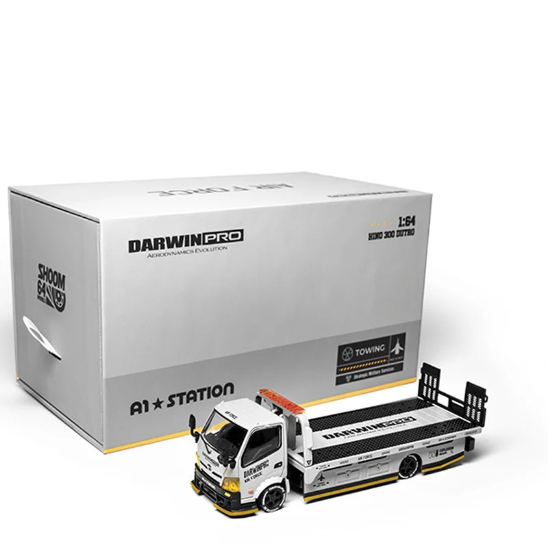 Alloy Flatbed Trailer 1:64 Gcd X Darwinpro Airforce Shoom64 Hino 300 Simulation Miniature Die-Cast Car Model Custom Kid Toy Gift - view 3