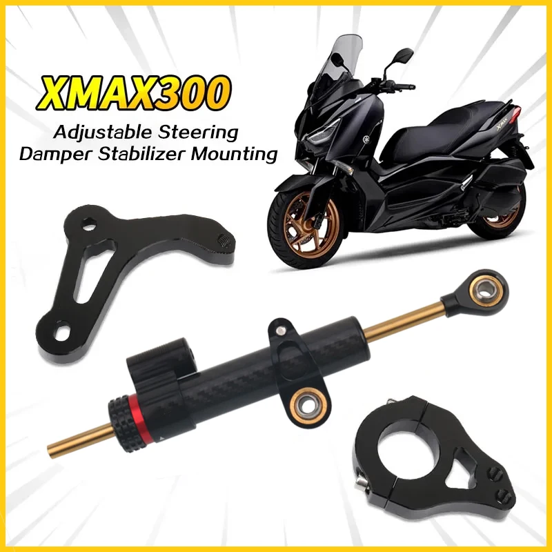 

Motorcycle Accessories CNC Aluminum Alloy Adjustable Steering Damper Stabilizer Mounting For YAMAHA XMAX X-MAX 300 2017-2023