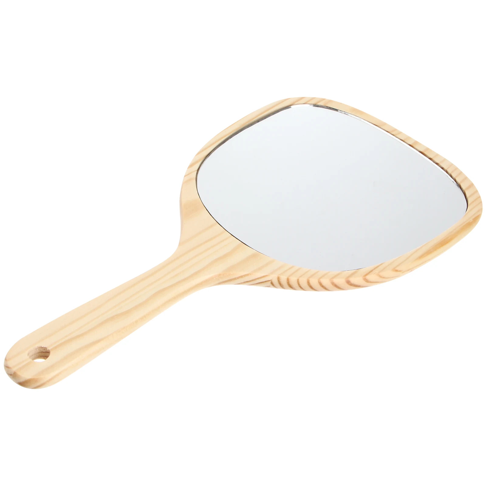 1pc Handheld Mirror Vintage Wooden Frame Large Clear Mirrors Wall Mountable Beauty Tool For Daily Use