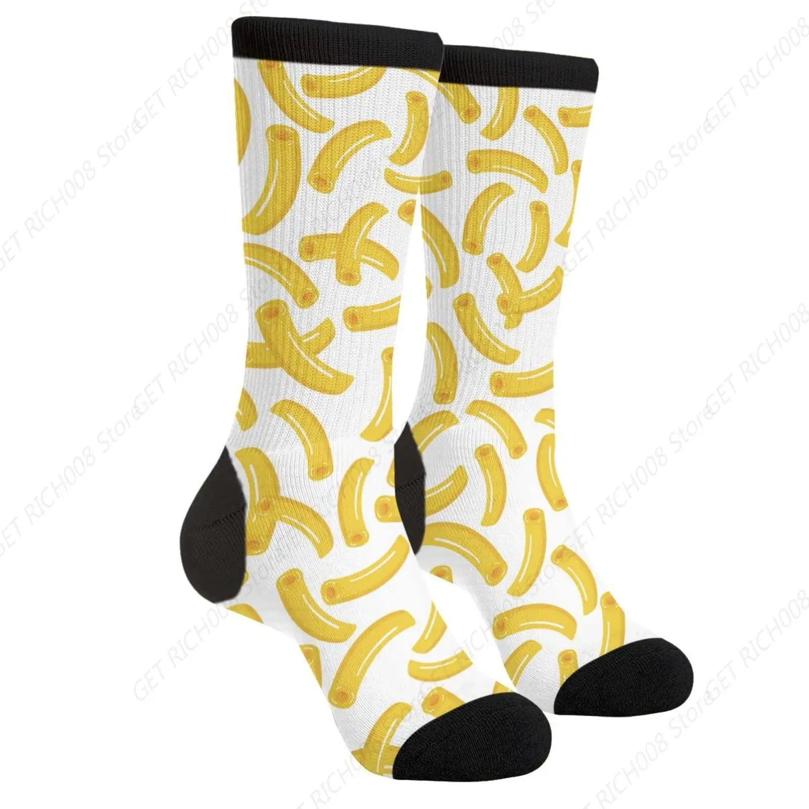 Mismatched Macaroni And Cheese Macaroni Pasta Food Casual Funny Funky Novelty Socks For Men Women