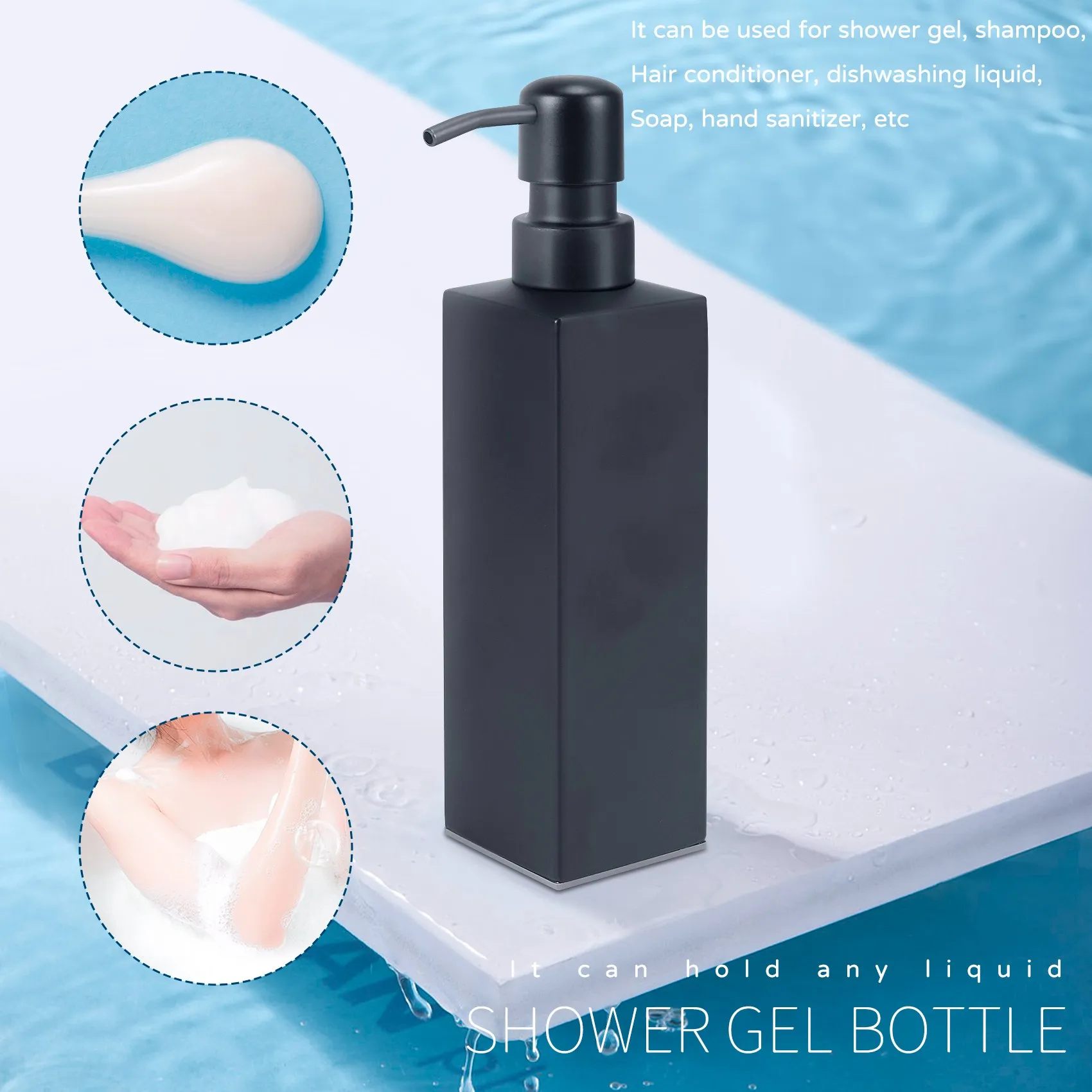 ABNM nuevo dispensador de jabón líquido negro hecho a mano de acero inoxidable accesorios de baño herrajes de cocina conveniente moderno
