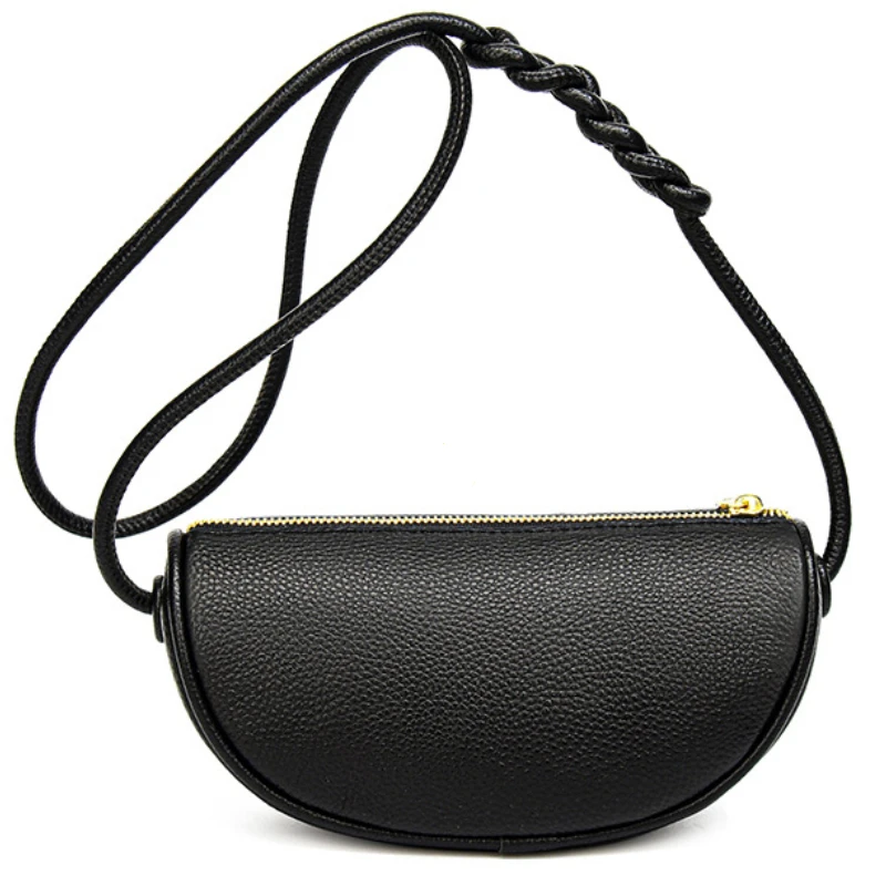 العلامة التجارية أزياء حقائب صغيرة الاتجاه مصمم حقائب اليد النسائية جلد طبيعي عارضة سيدة الكتف حقيبة كروسبودي الأسود لفتاة