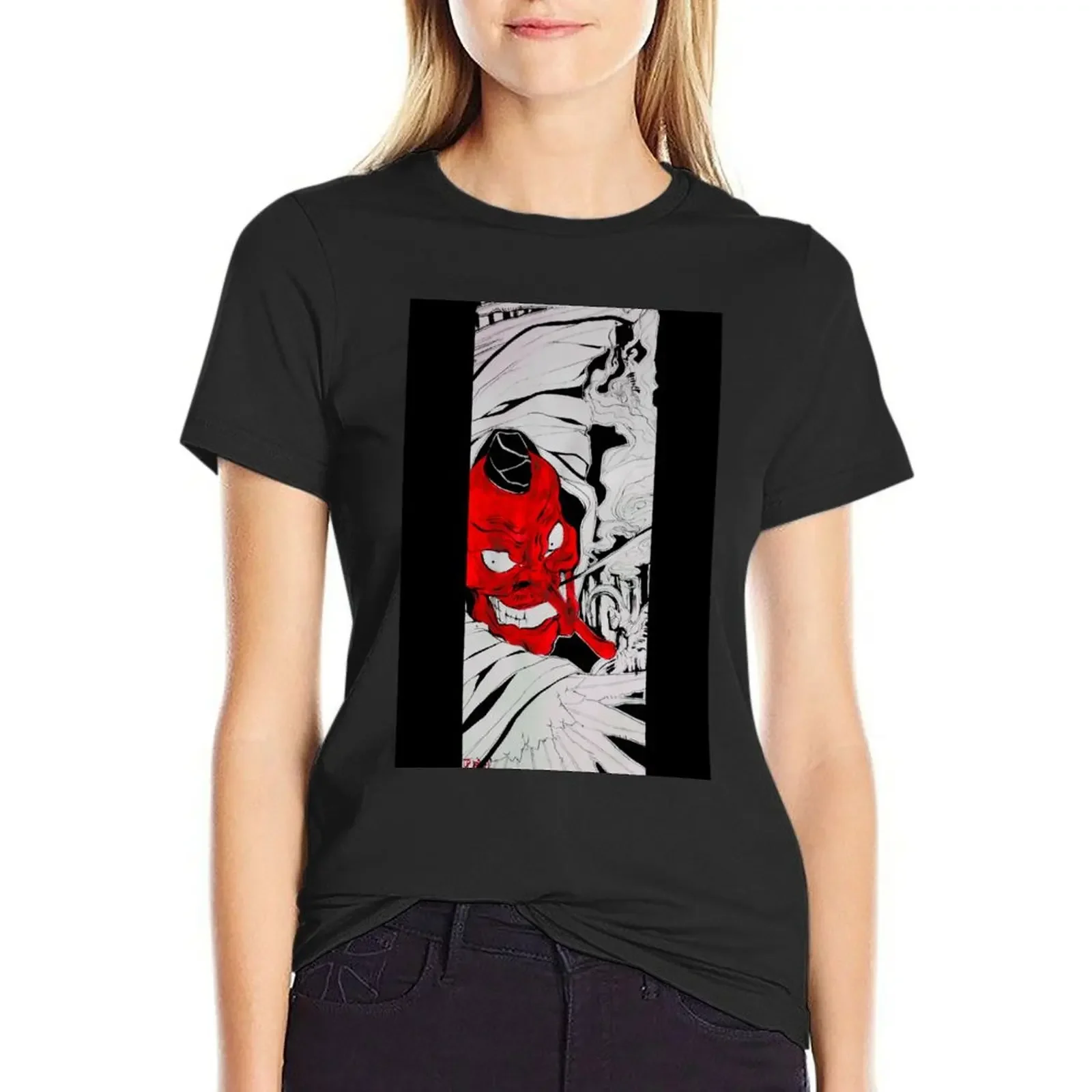 Red Tengu T-Shirt oversized summer clothes Women t-shirts