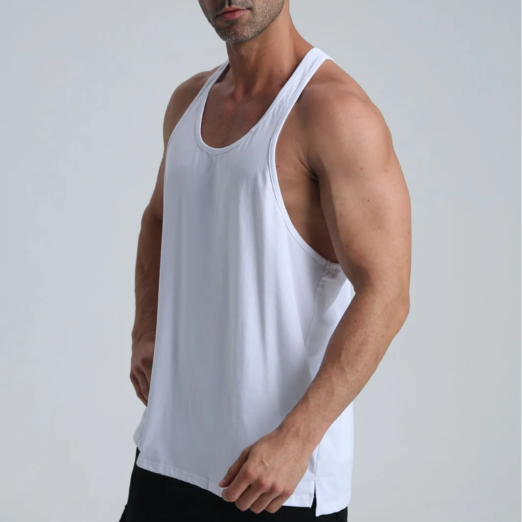 2026 Summer New Men O-neck Vest Stripe Gym Tank Top Men Fitness Sleeveless Shirt Exercise Sports Undershirt Gyms Train Vest