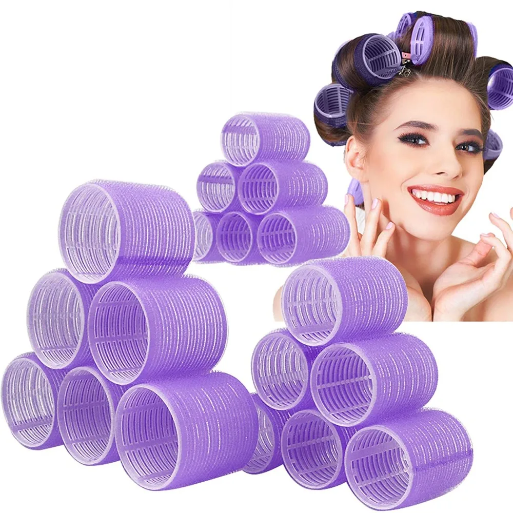 6Pcs/Bag Hair Rollers Self Grip Hooks Hair Curlers Heatless Rollers Salon Dressing Curlers Sticky Hair Styling Tools Jumbo Sizes