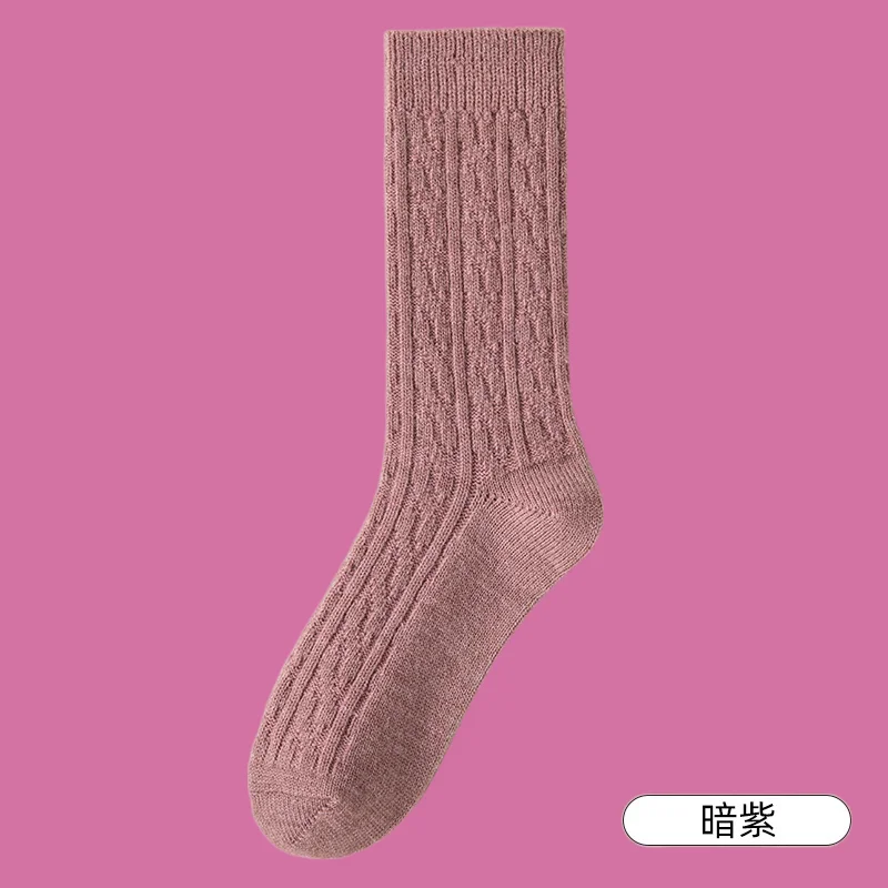 

3/6 Pairs 2024 Twisted Wool Socks Women Winter Thick Warm Socks Spring and Autumn Solid Color Plus Velvet Sleeping Stacked Socks