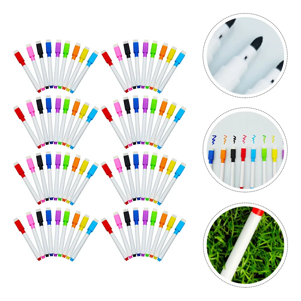 

90 Pcs Colorful Ink Marker Pen School Whiteboard Magnetic Erasable Plastic Dry Erase