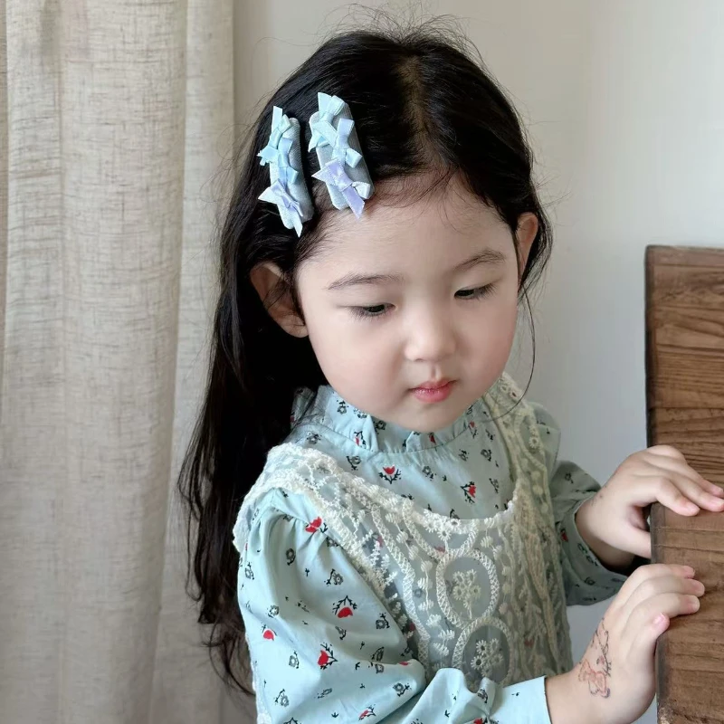 2pcs/lot Bow BB Clip Sweet Girl Hairpin Velvet Square Hair Clip Barrettes Headwear Bangs Side Clip Children's Hair Accessories