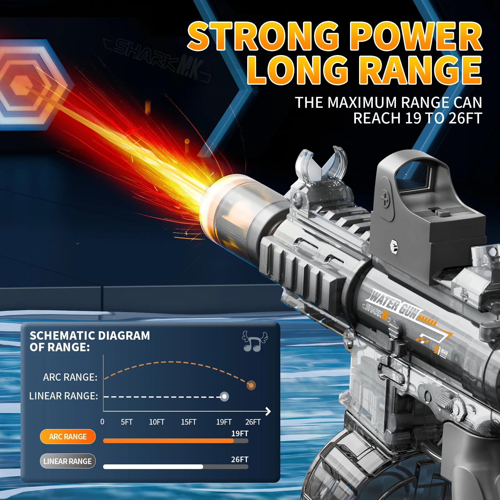 Nouveau pistolet à eau électrique M416 avec pulvérisation légère effet de flamme continuellement haute pression haute vitesse puissant pistolet à eau extérieur jouets