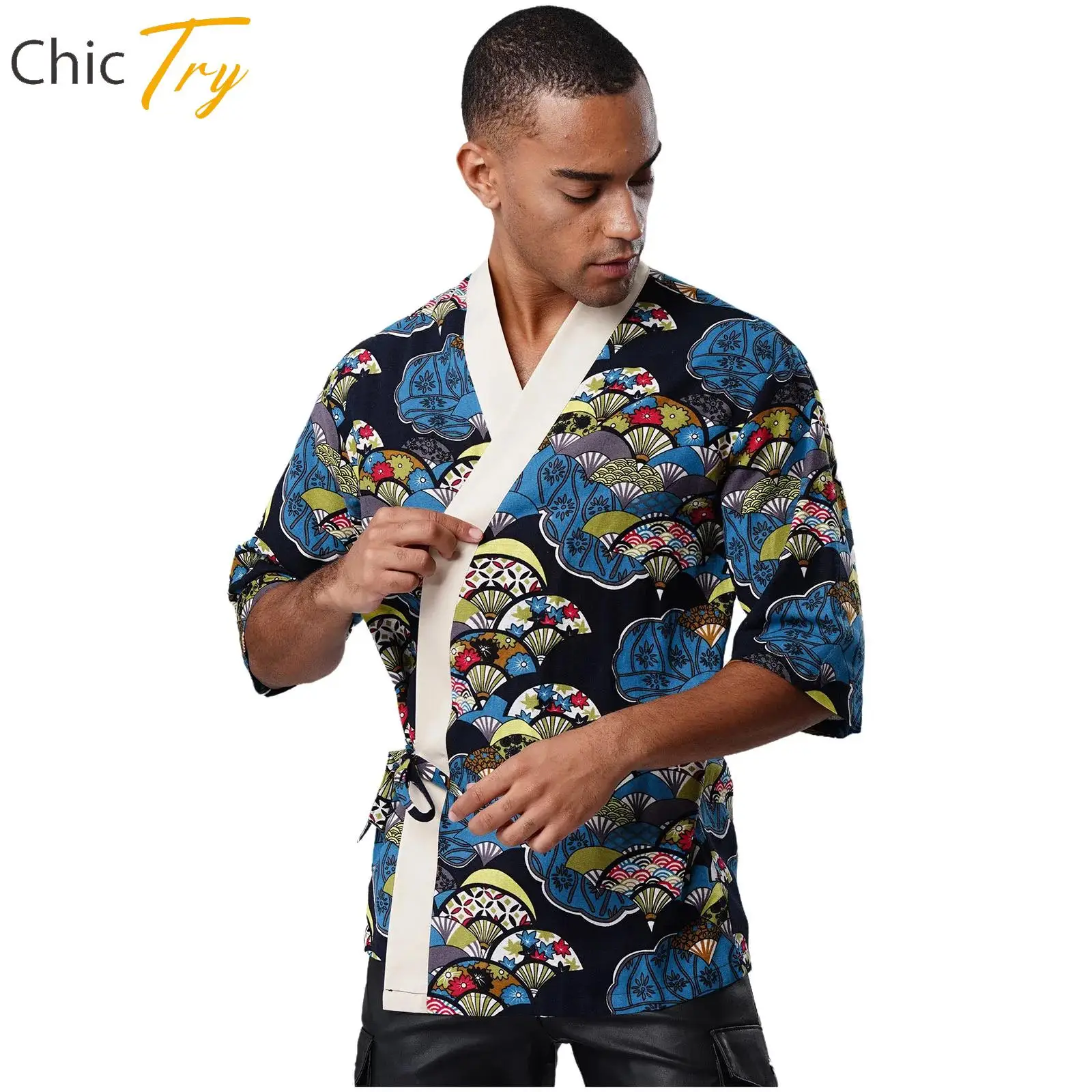 

Unisex Adults Fashion Kimono Jackets Japanese Sushi Chef Coat Traditional Cook Workwear for Izakaya Japanese Cuisine Restaurant