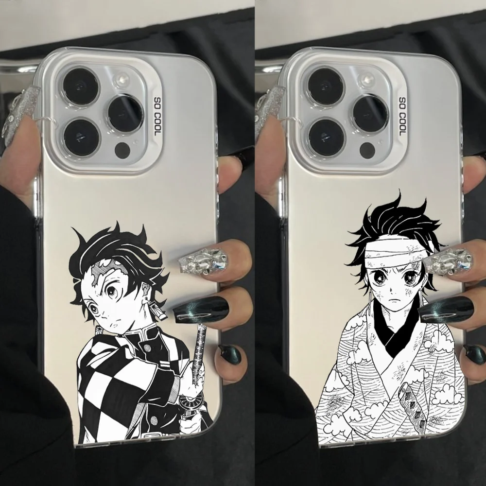 

Tanjiro D-Demons S-Slayer Phone Case For iPhone 16,15,14,13,12,11,Pro,Max,Plus,Mini,XS,SE Anti Fall Gray Silver Matte Bumper