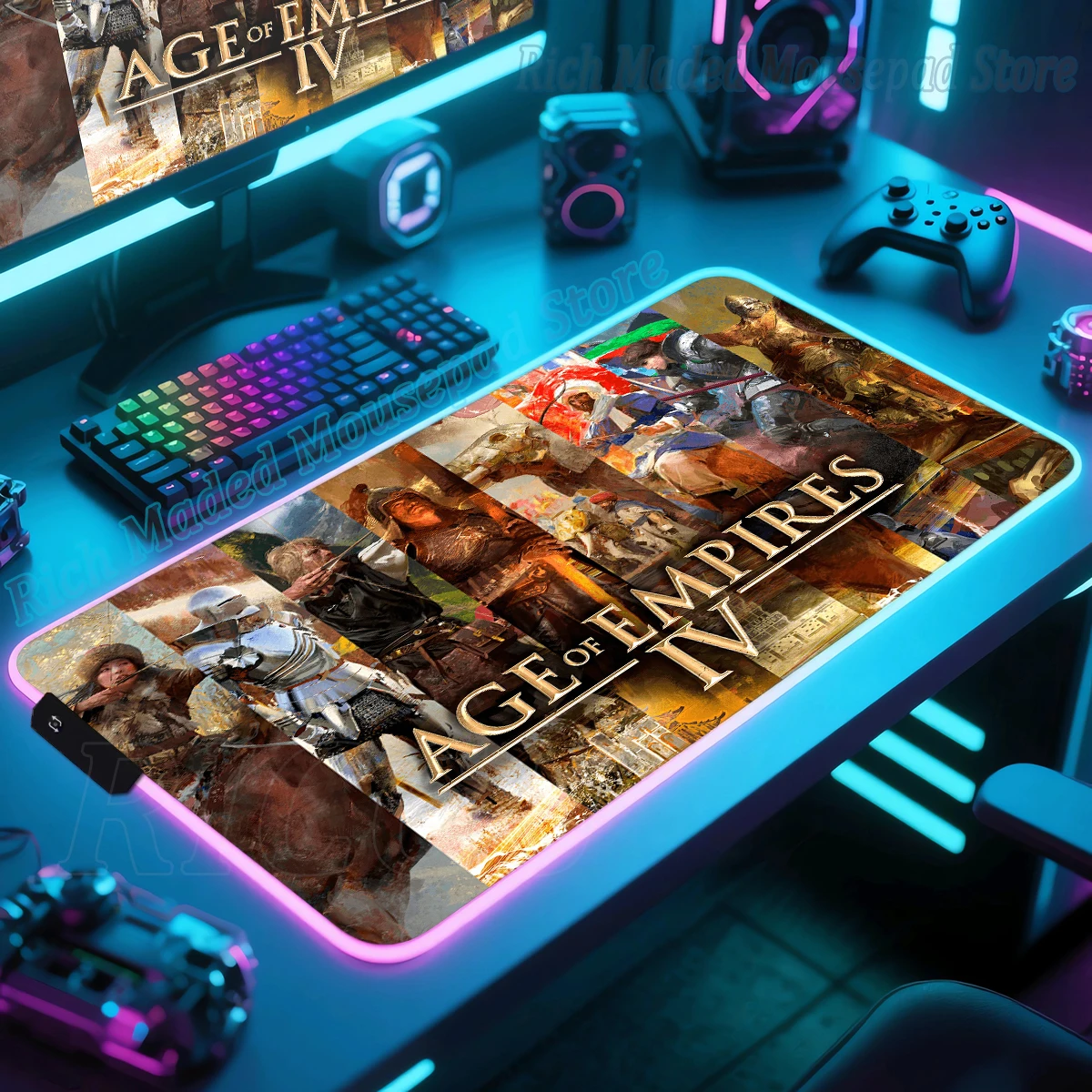 Rgb Mouse Pad Age Of Empires Pc Accessories Gaming Keyboard Deskmat Gamer Mousepad Computer Mausepad Mats PC Cabinet XL Desk Mat