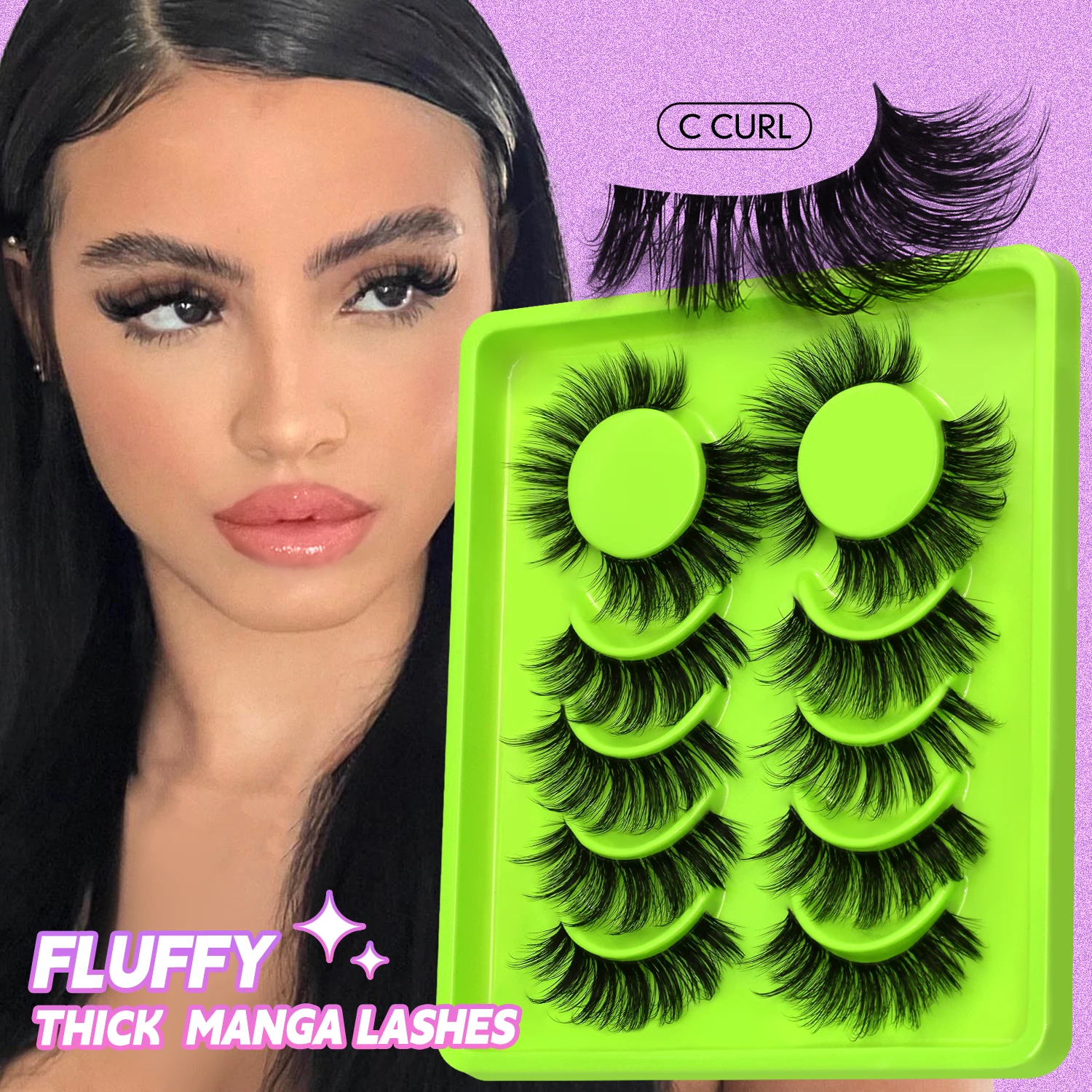 Lasvirey رموش سميكة رقيق القط رموش 8D رقيق حجم رموش اصطناعية D حليقة دراماتيكية سميكة كامل قطاع واضح الجذعية جلدة #4