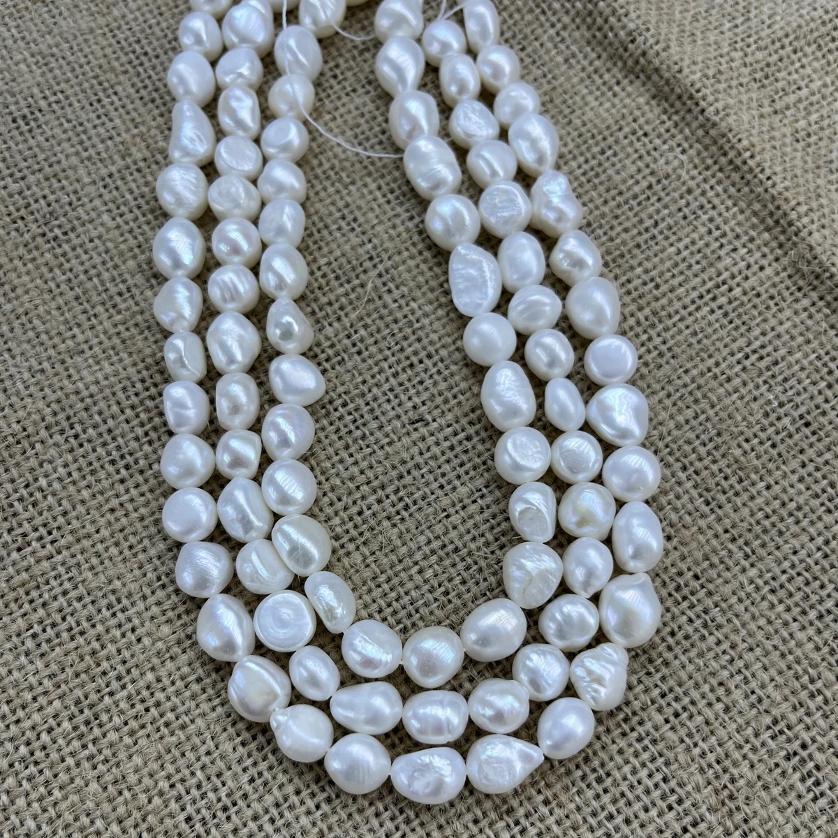 

8-9mm Baroque White Natural Pearl Irregular Shape Punch Beads for Jewelry Making Supplies DIY Necklace Bracelet Accessories 36cm
