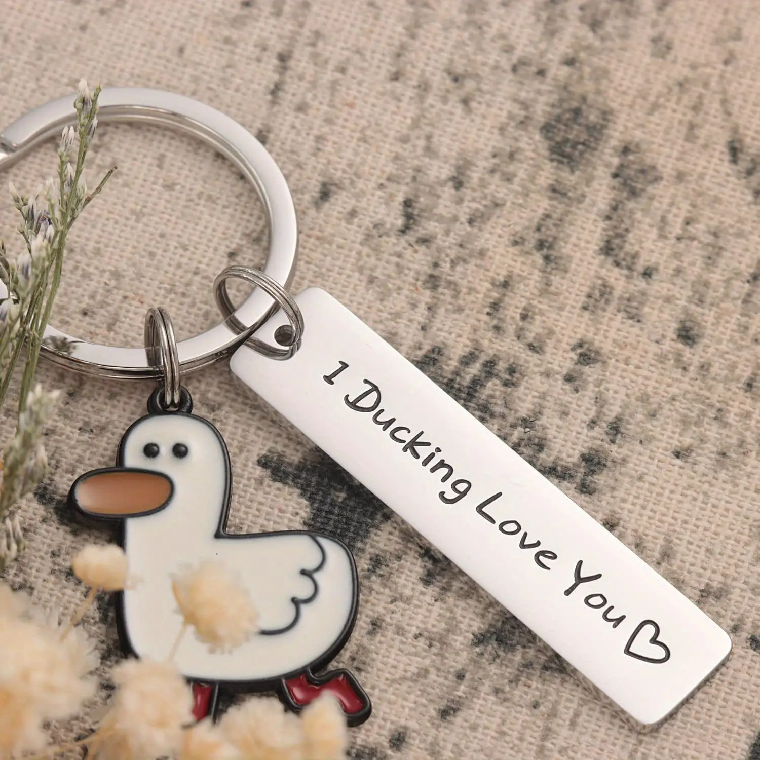Funny Lover Gift I Ducking Love You Cute Duck Pun Keychain Couples Jewelry Valentine’s Day Gift for Boyfriend Girlfriend image 3