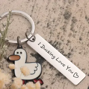 Beautiful duck change keychain for couples, I ducking love you, Valentine's Day jewelry, funny lover, boyfriend and girlfriend 10 Main Sales Valentine's Day - №6