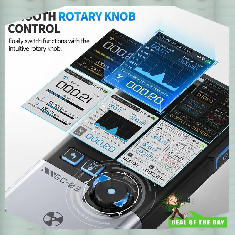 تسليم 24 ساعة GC-03 3 في 1 كاشف الإشعاع الكهرومغناطيسي يقيس قوة المجال المغناطيسي الكهربائي RF درجة حرارة الطاقة