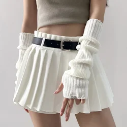 2024 New Spring Y2K Sweet Knitted Arm Warmers Long Sleeve Fingerless Gloves Harajuku Girls Punk Gothic Accessories Mittens