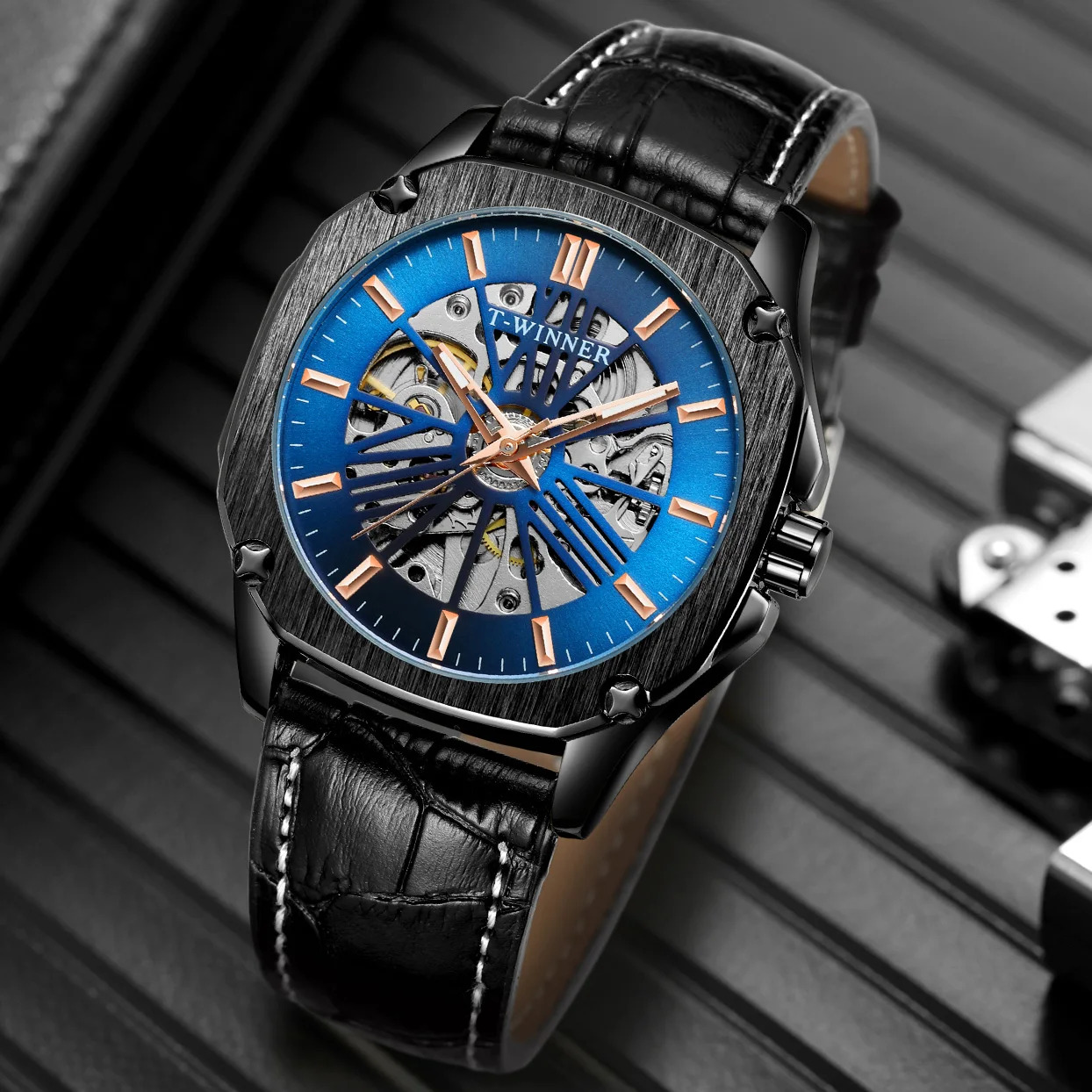 

WINNER Original Replica Watch Fashion Classics Skeleton Mechanical Automatic Watches for men Vintage Bronze Wrist Male Clockwork