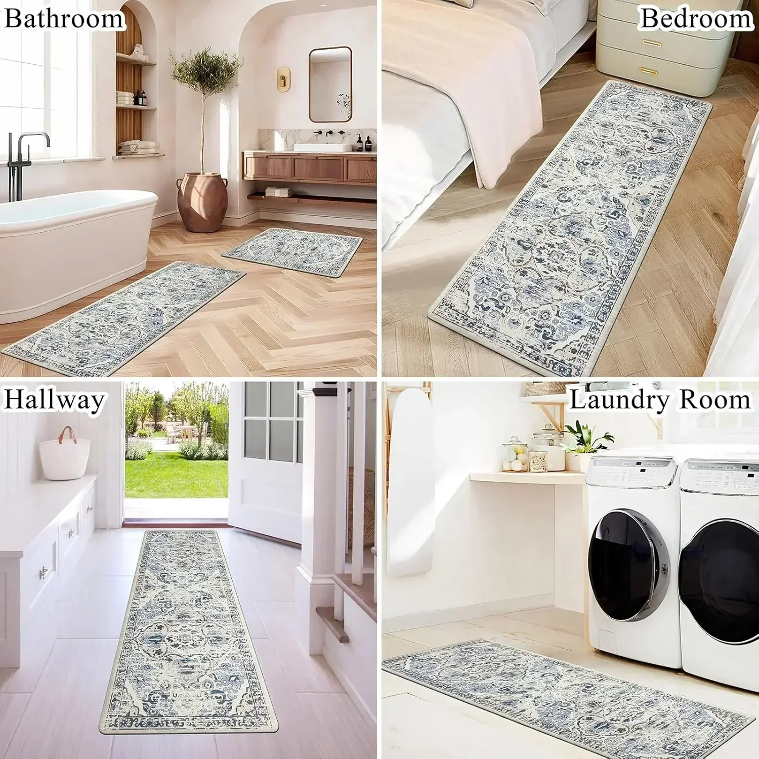 Modern Non-Slip Kitchen Mat with Vibrant Digital Printed Letters Carpet Anti-Slip Rug for Modern Kitchen Home Decor Floor Mat