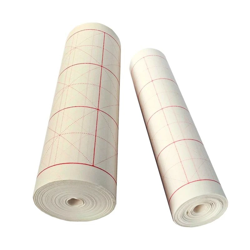 Bamboo Pulp Calligraphy Practice Papier Mao Bian Half Ripe Xuan Paper Square Grid Long Rolling Thickened Xuan Paper with Grid