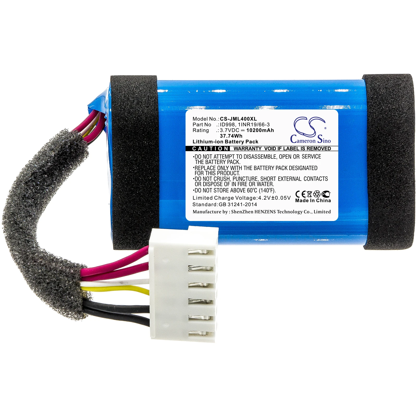 Li-ion Speaker Battery for JBL,3.7v,10200mAh,Charge 4 Charge 4J JBLCHARGE4BLUAM,ID998 1INR19/66-3 SUN-INTE-118 IY1068 ID998-B