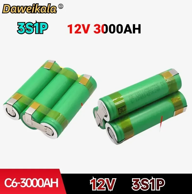 12V US18650 VTC6 battery 3000mAh 30amps for 12.6v screwdriver battery weld soldering strip 3S1P 12.6v battery pack (customize)