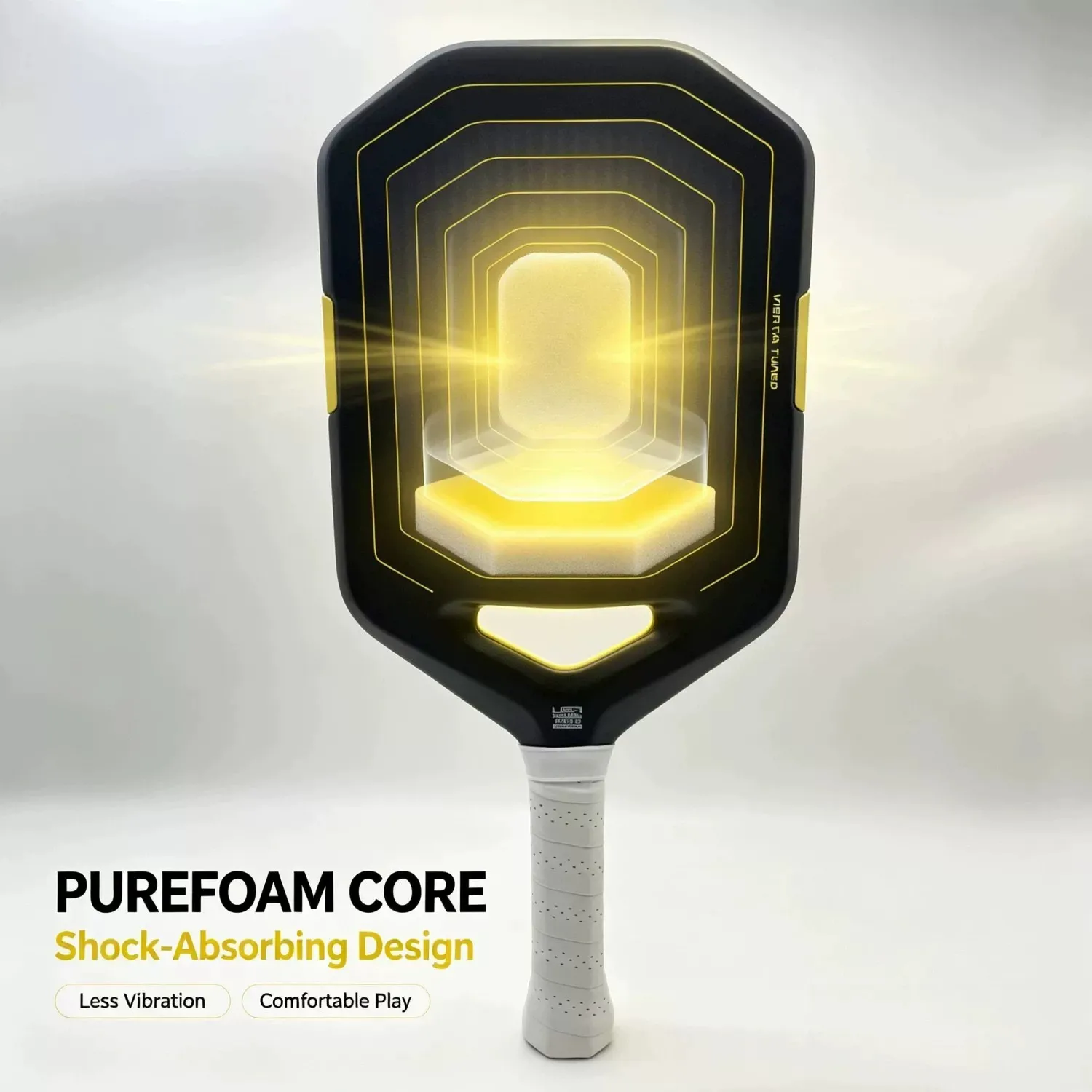 Thermoformed Carbon Fiber Pickleball Paddle USAPA Approved EPP Foam Core Open Throat Inertia Tuned Balance Large Sweet Spot Grit