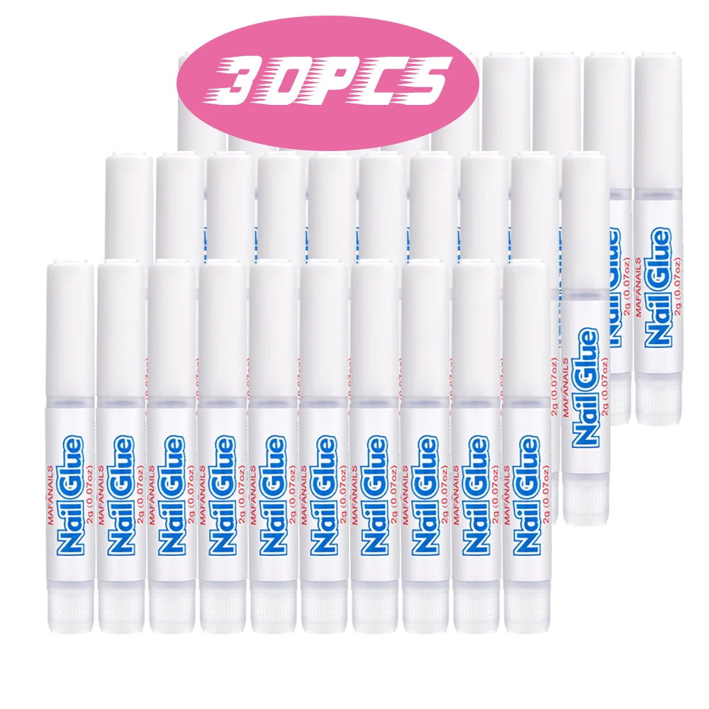 Profissional unha ponta cola para Imprensa, Super cola, vara para strass, pedras preciosas, unhas acrílicas, de longa duração, 30pcs, 2g por pc