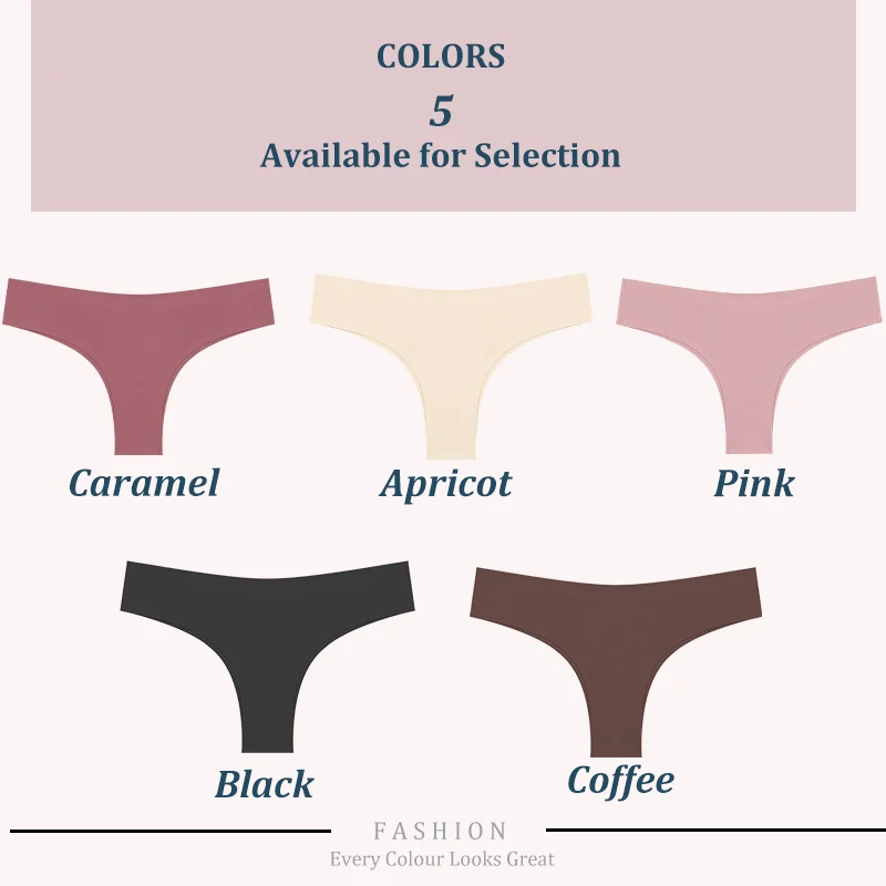 5Pcs Seamless Panties for Women Sexy Brazilian Thong Female Low Waist Solid Color Briefs Comfortable Invisible G-string Panty