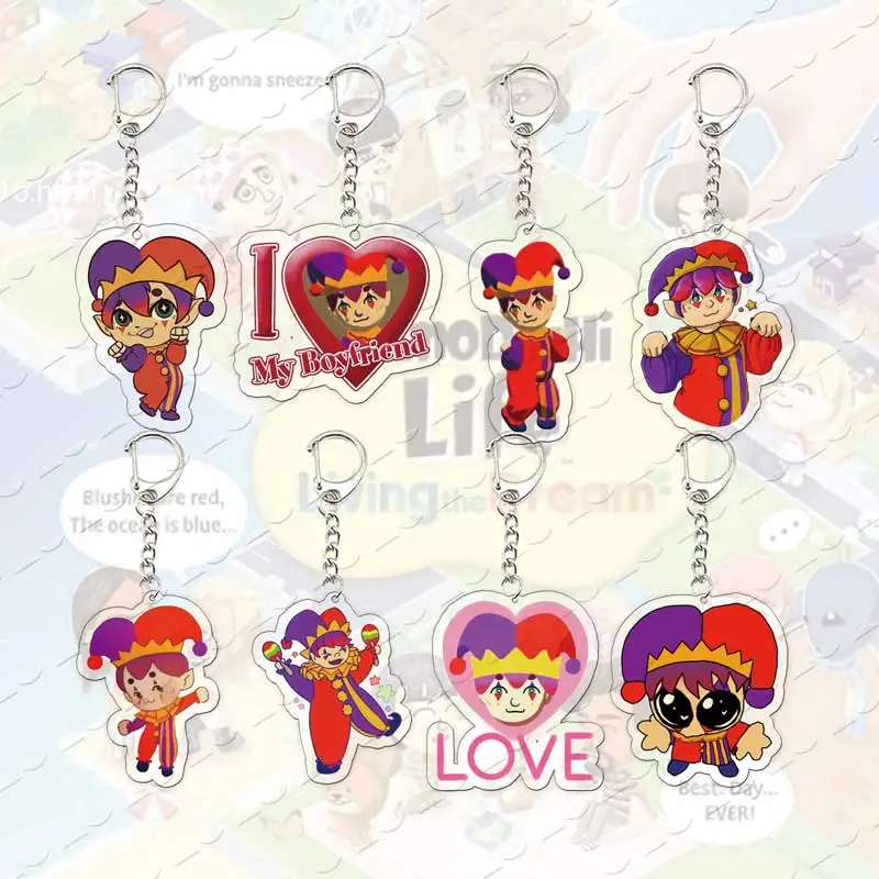 Gamer Tomodachi Life Hugh Morris Clown Keychain Bag Charms Acrylic Hot Video Game Hugh Morris Keyrings Pendant Fans Gifts