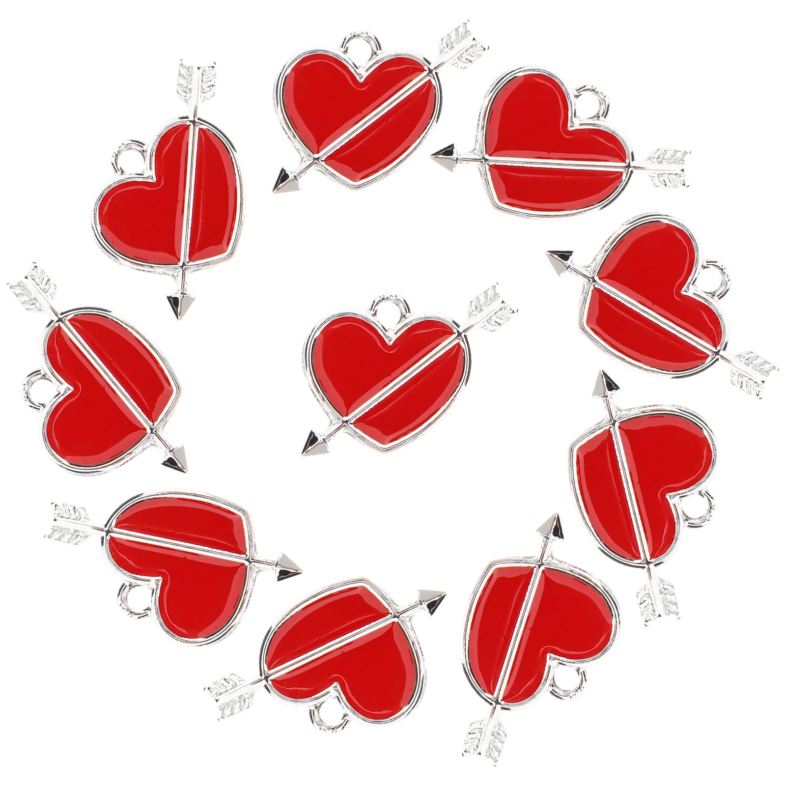 10 Pcs Necklace Pendant Jewelry Design Bracelet Charms for Making Heart Silver Cupid Arrow Pendants Plastic Supplies