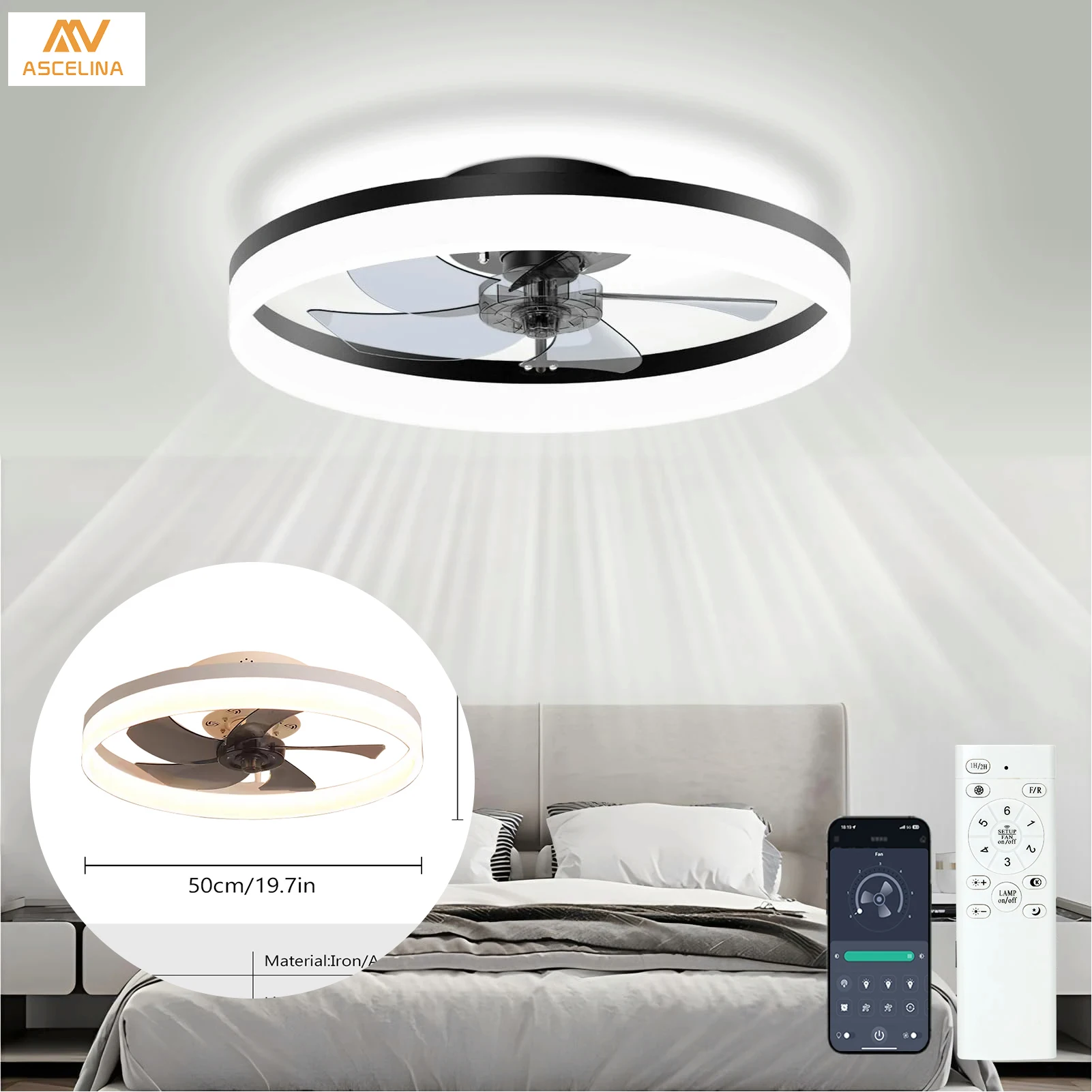 

Nordic Ceiling Fan Light Intelligent Remote Control 5 Blade Function Fan Ceiling Light For Bedroom Lobby Apartment Dining Room