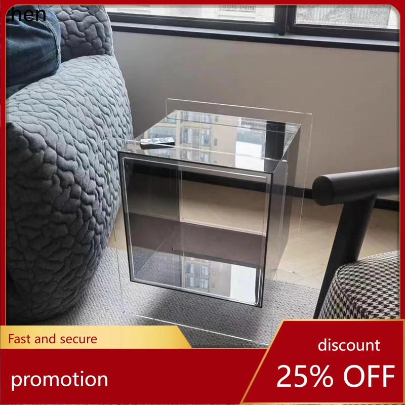 

HXL acrylic bedside small side few light luxury high-end sense movable transparent suspended bedside table