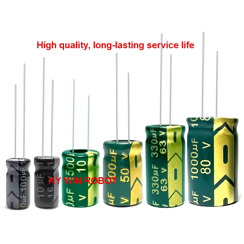 Radyal Alüminyum Elektrolitik Kondansatör Yüksek Kaliteli Uzun Ömürlü 6.3V 10V 16V 25V 35V 50V 100V 450V Elektronik Bileşenler