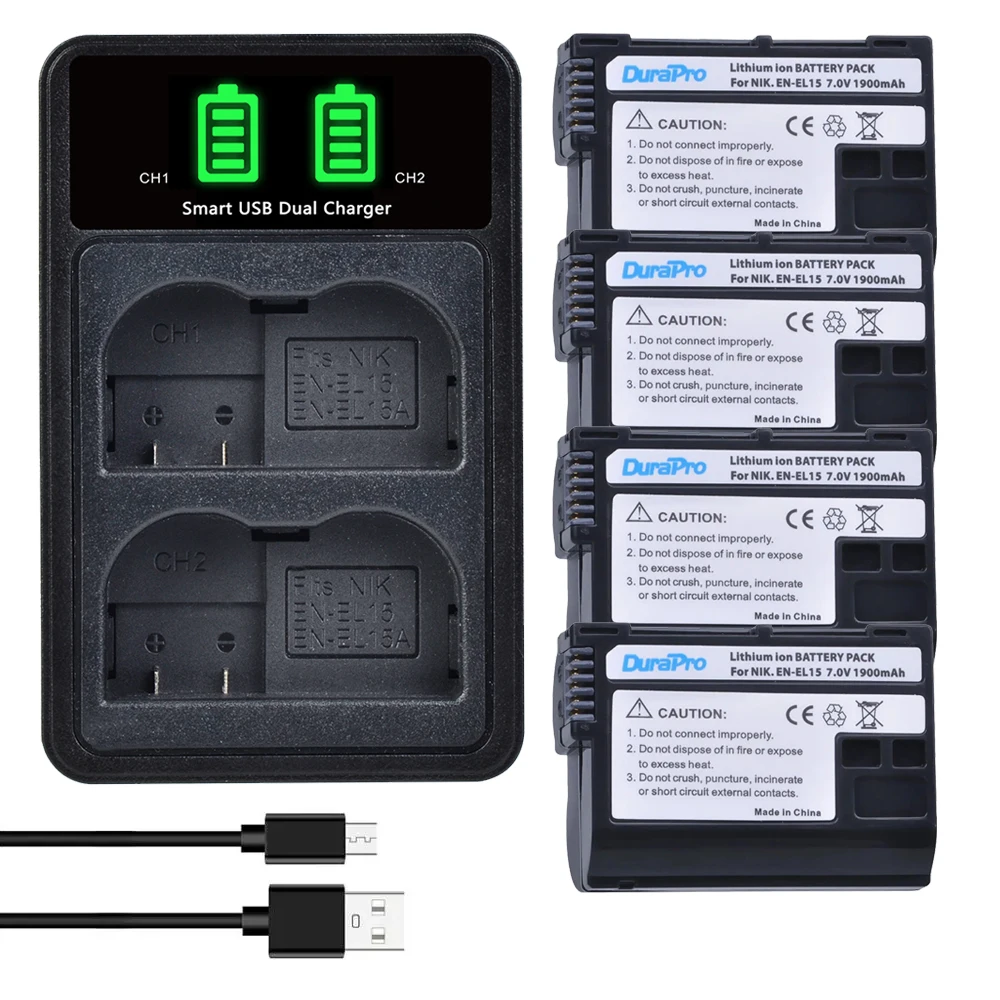 1900mAh EN-EL15C EN-EL15 Battery for Nikon Z5, Z6, Z6 II, Z7, Z7II D7000 D7100 D7200, D850 D750 D7500 D810 D500 D800