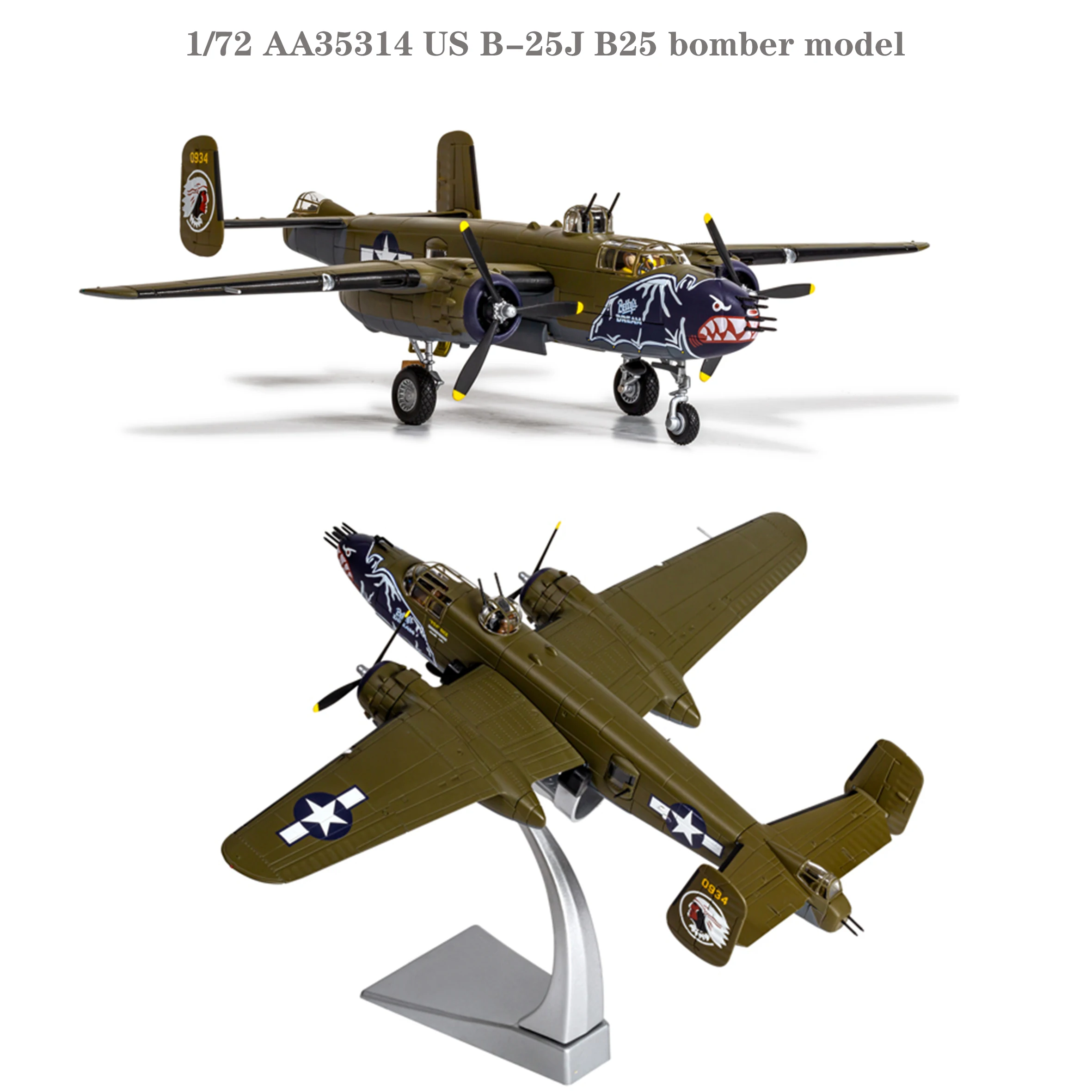 미국 B-25J B25 폭격기 모델, Betty's Dream, 오키나와의 파인 1/72, AA35314, 1945 합금 컬렉션 모델