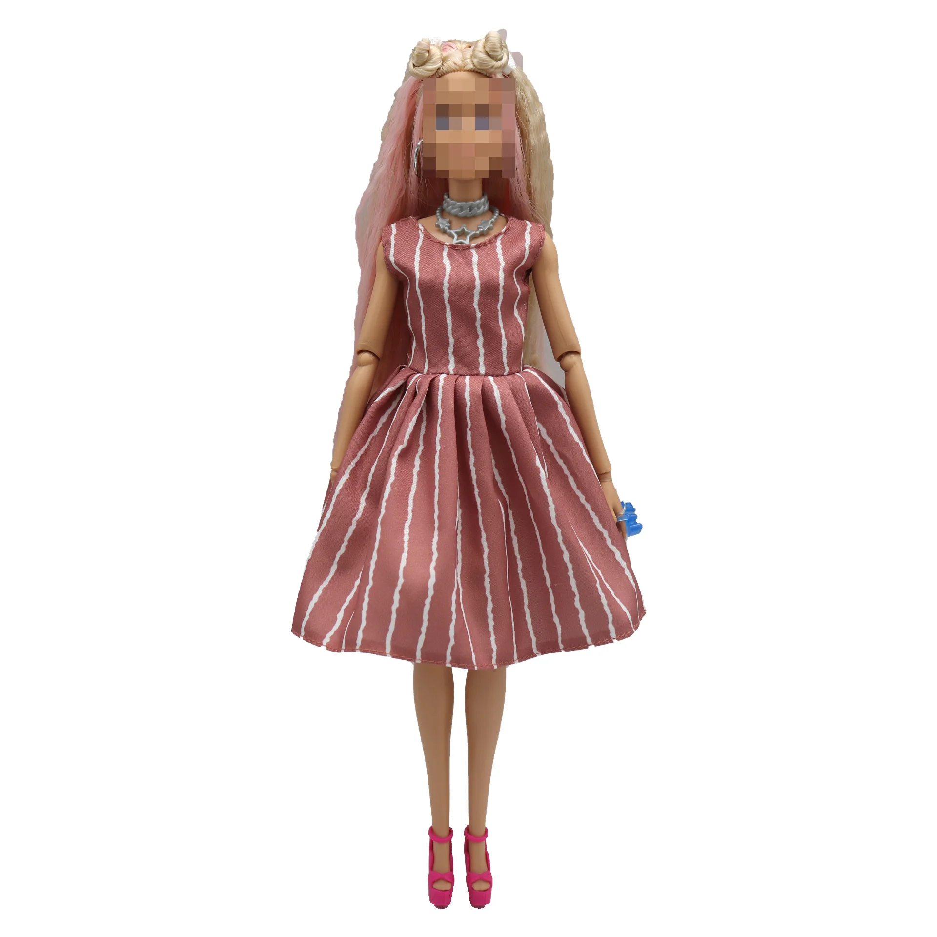 Nieuwe 30 cm 1/6 3 kleuren Streep print jurk Pop Accessoires Kleding voor Barbies pop