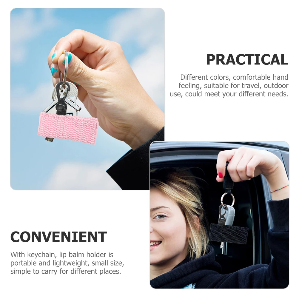 

3 pcs Knitted Lip Balm Holder Keychain Lip Gloss Pouch Portable Lipstick Sleeve For Travel Outdoor Lightweight Small Size