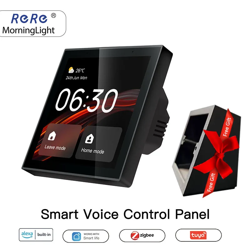 RERE Tuya Wifi Touch Center Control Panel  with FREE Stand Alexa Built-in Voice Control & ZigBee Gateway 4\