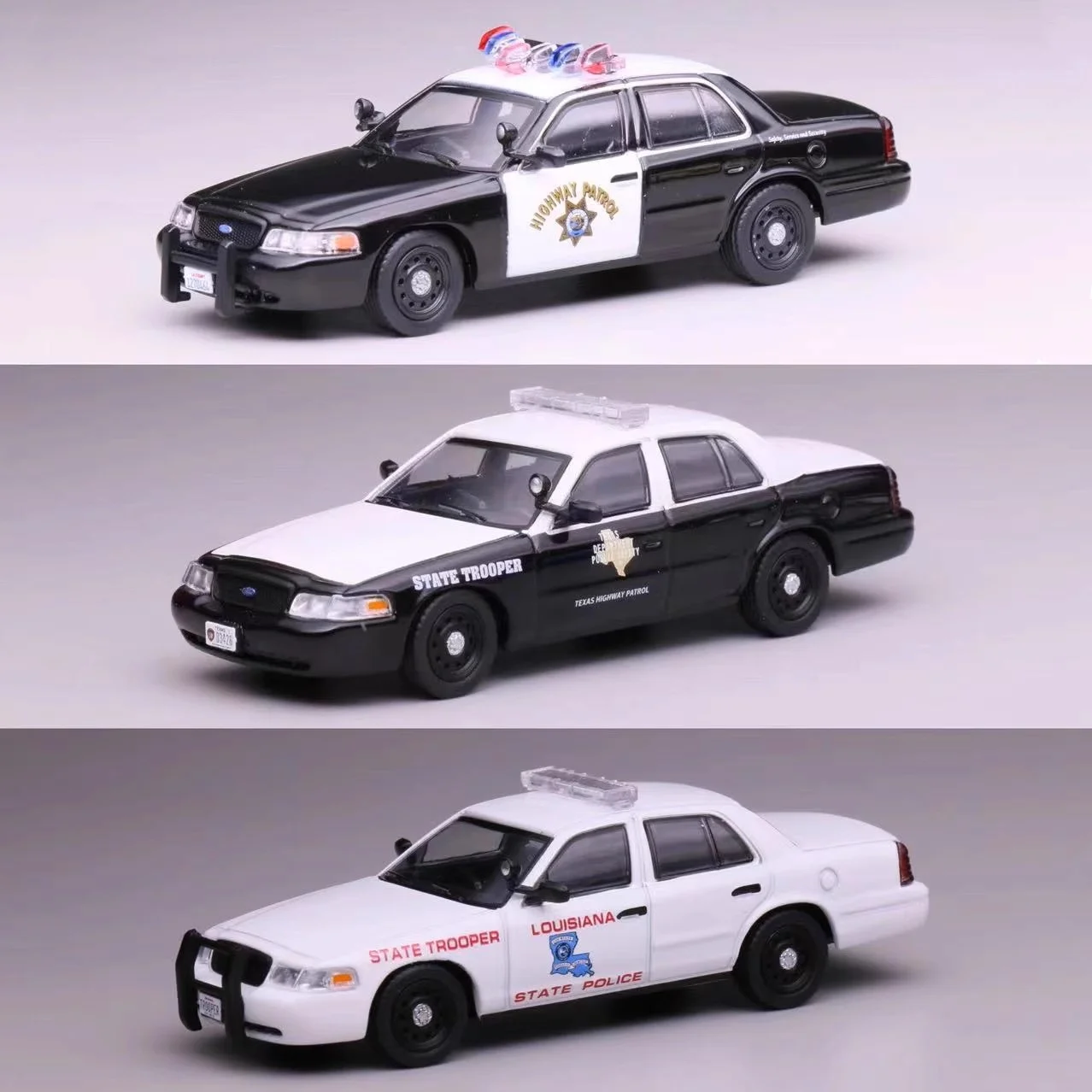 

596 1:64 Scale CV High-Speed Patrol Car Texas State Police Alloy Car Model
