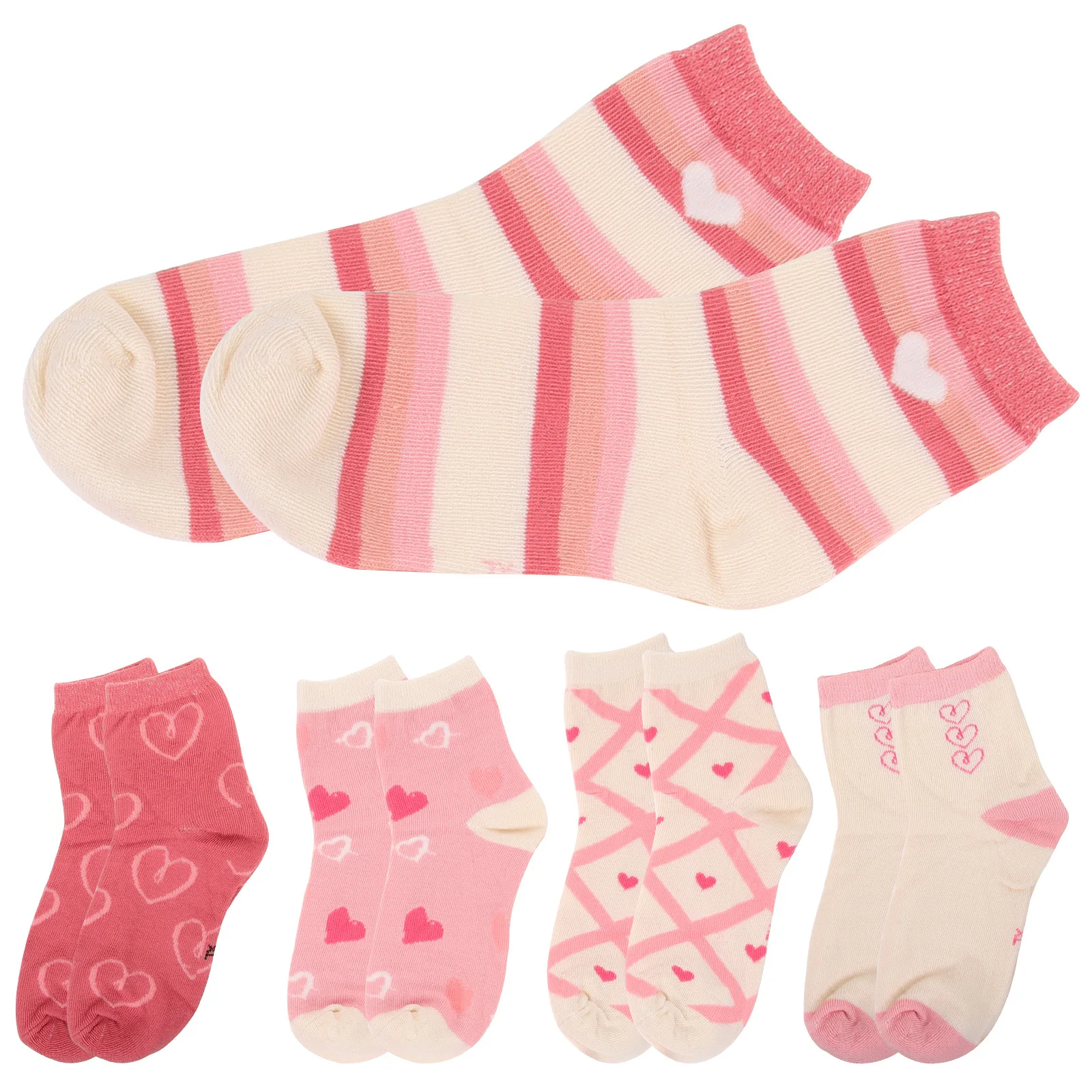 

5Pairs Cotton Socks for Girls Delicate Details Breathable Comfortable Perfect Birthday Holiday Gifts Kids Socks